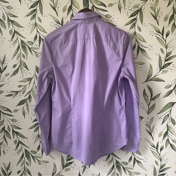 Lauren Ralph Lauren Cotton Long Sleeve Button Down. Purple. Medium. - Picture 2 of 8